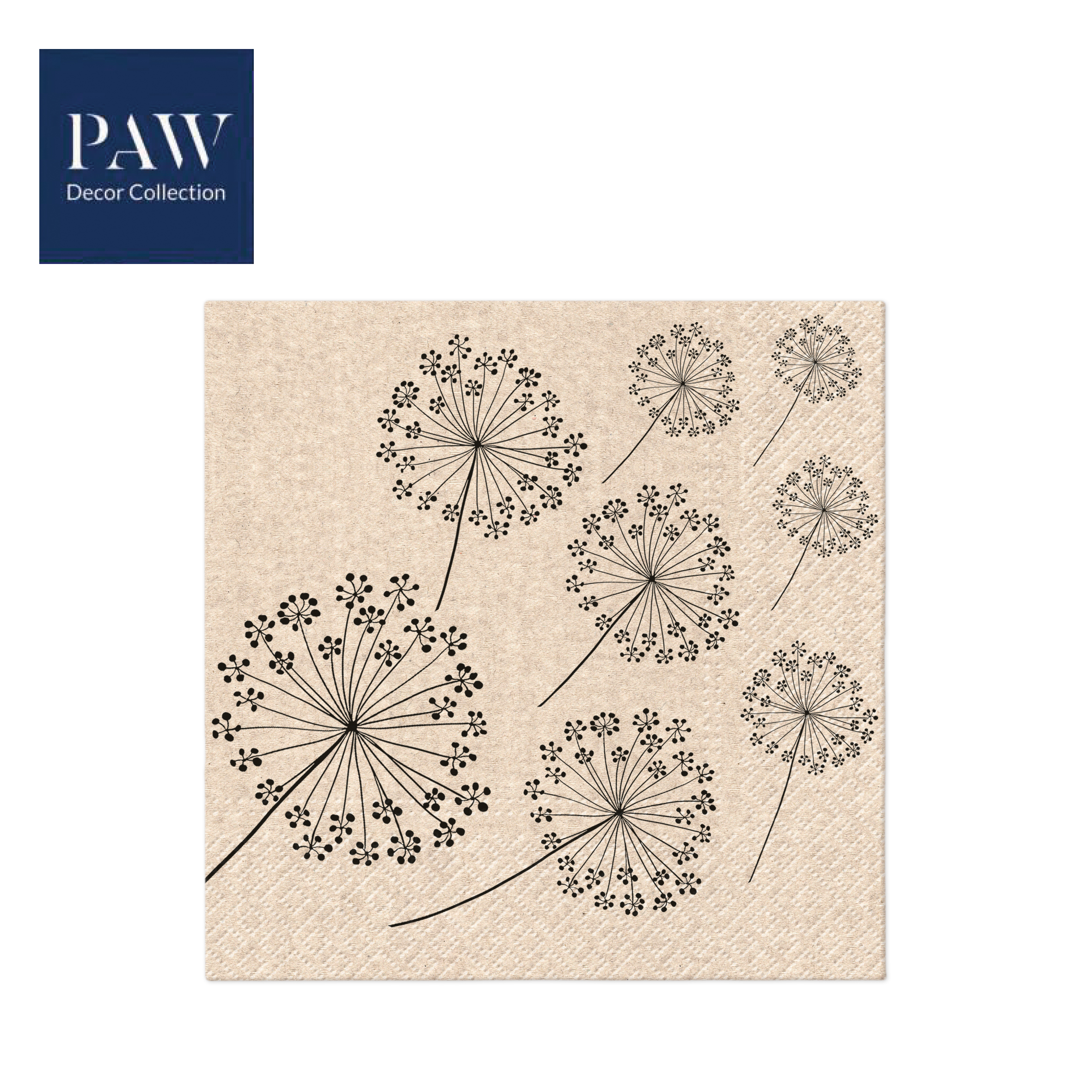 SALVETE PAW LUX  WE CARE DANDELIONS 33X33 1/20 PAKOVANJE 1/12 - PAW SP | Party, kraft, kreativni i dekorativni program | NBK